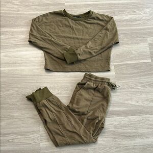 Olive Green Two-Piece Lounge Set